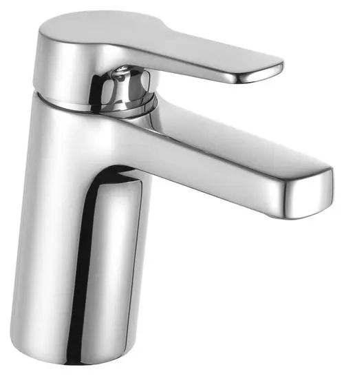Verchromter Mischbatterie von Keuco mit einem Hebel zum Regulieren des Wasserflusses. Modernes Design, geeignet für Badezimmer oder Küche.